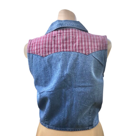 Vintage 90s Tie Front Chambray Crop Top - Deadsto… - image 3