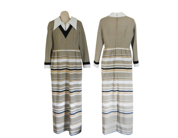 70s Maxi Dress 1970s Maxi Dress Polyester Dress Bl