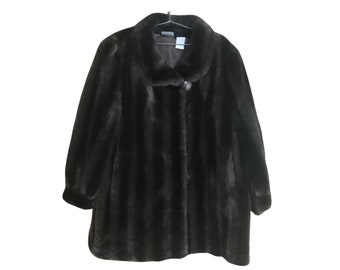 Vintage Brown Faux Fur Coat (Women's Plus Size 2X - 3X)