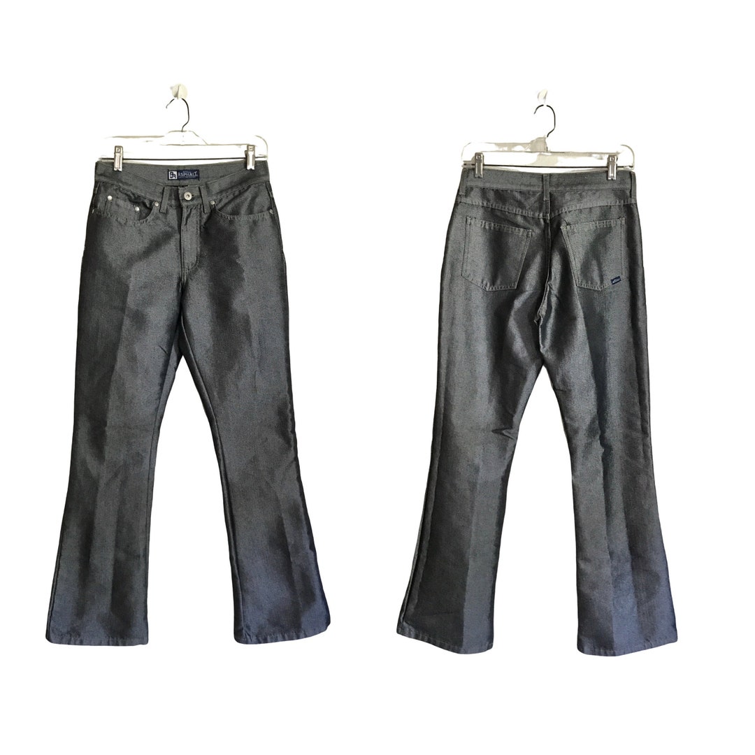 Vintage Y2K Metallic Silver Flare Mid-rise Jeans (women's Size 5
