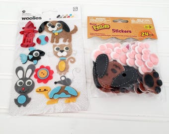 BasicGrey Woolies & Darice Felties Pet Sticker Lot Dogs Cats Felt Embellishments