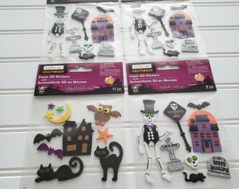 Creatology Halloween Foam 3D Sticker Lot Scary Town Cemetery Inn 4 Packs