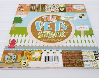 DCWV The Pets Stack 12x12 Cat and Dog Scrapbook Paper 48 Sheets