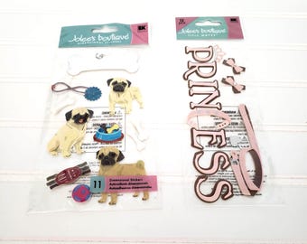 Vintage Jolee’s Boutique Pug Princess Dimensional Sticker Lot 23 Pieces