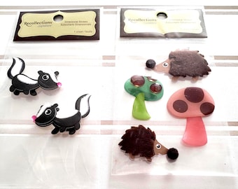 Recollections Dimensional Sticker Bundle Skunks Hedgehogs Mushrooms Woodland Crafts