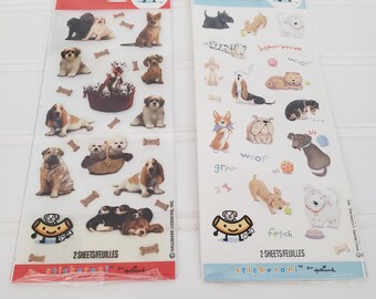 Vintage Hallmark Stickeroni Dog Puppy Stickers Lot 4 Sheets Sealed