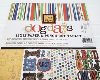 Dog Days 12x12 Scrapbook Paper Pad with Punch-Out Tags Incomplete