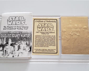 1996 Star Wars 23KT Gold Card Galaxy’s Deadliest Bounty Hunters COA Limited Edition
