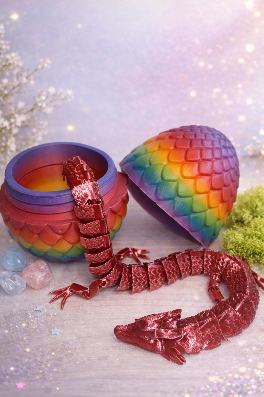 Fantasy Ink Container Rainbow Dragon Egg Container With Hidden Dragon – 3D Printed Fantasy ...