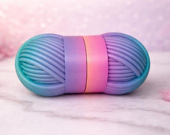 Contenedor de ovillos de lana impreso en 3D / Cápsula de almacenamiento con degradado arcoíris pastel
