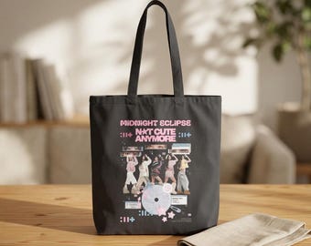 ILLIT Midnight Eclipse Collage Tote Bag | Kpop Cotton Canvas Bag
