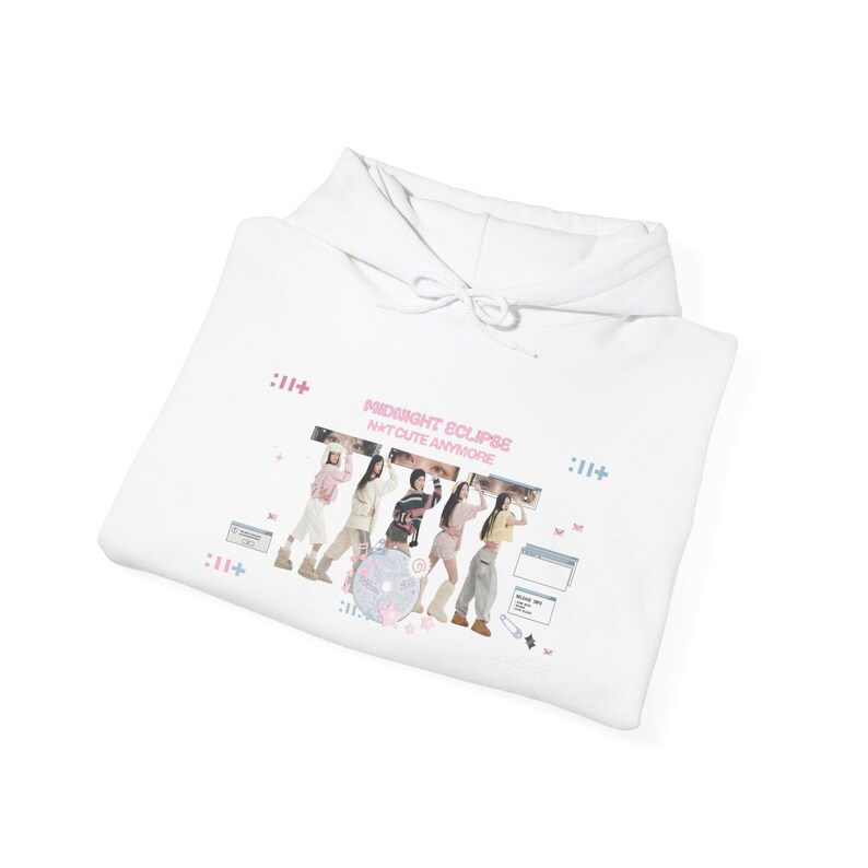 Felpa con cappuccio e stampa grafica K-pop "Midnight Eclipse" / Maglione comodo in misto cotone e poliestere immagine 3