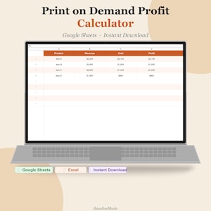 Print on Demand Profit Calculator | POD Spreadsheet Google Sheets | Printify Printful Margin Tool