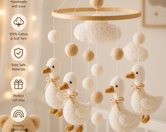 Móvil Musical Bebé, Móvil Cuna Patitos, Decoración Habitación Bebé Hecho a Mano, Patitos Lindos, Regalo Recién Nacido