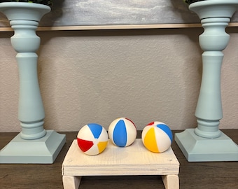 3D Printed Beach Ball Decor Set, Mini Summer, Tiered Tray Display, Beach House Prop