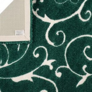 Round Green Area Rug with White Vine Pattern, Modern Office Rug, Boho Circular Carpet, Minimalist Home Decor Rug, Living Room Bedroom,