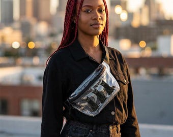 Riñonera transparente Triple Black Cats / Bolsa transparente para estadio