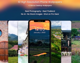 Tailandia: Fondos de pantalla de fotografía Pai (10 para móvil + 2 para ordenador) (Descarga instantánea)