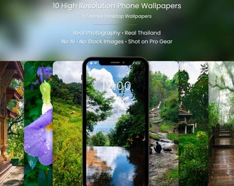 Tailandia: Fondos de pantalla de fotografía de excursiones por el norte (10 para móvil + 2 para ordenador) (Descarga instantánea)