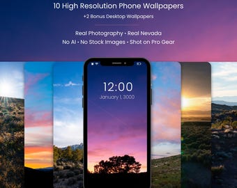 Fondos de pantalla de fotos de atardeceres en el desierto de Nevada (10 para móvil + 2 para ordenador) (Descarga instantánea)
