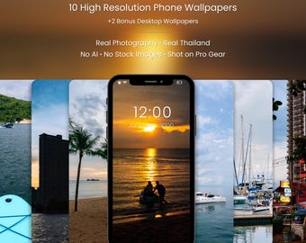 Tailandia: Fondos de pantalla de fotografía costera (10 para móvil + 2 para ordenador) (Descarga instantánea)
