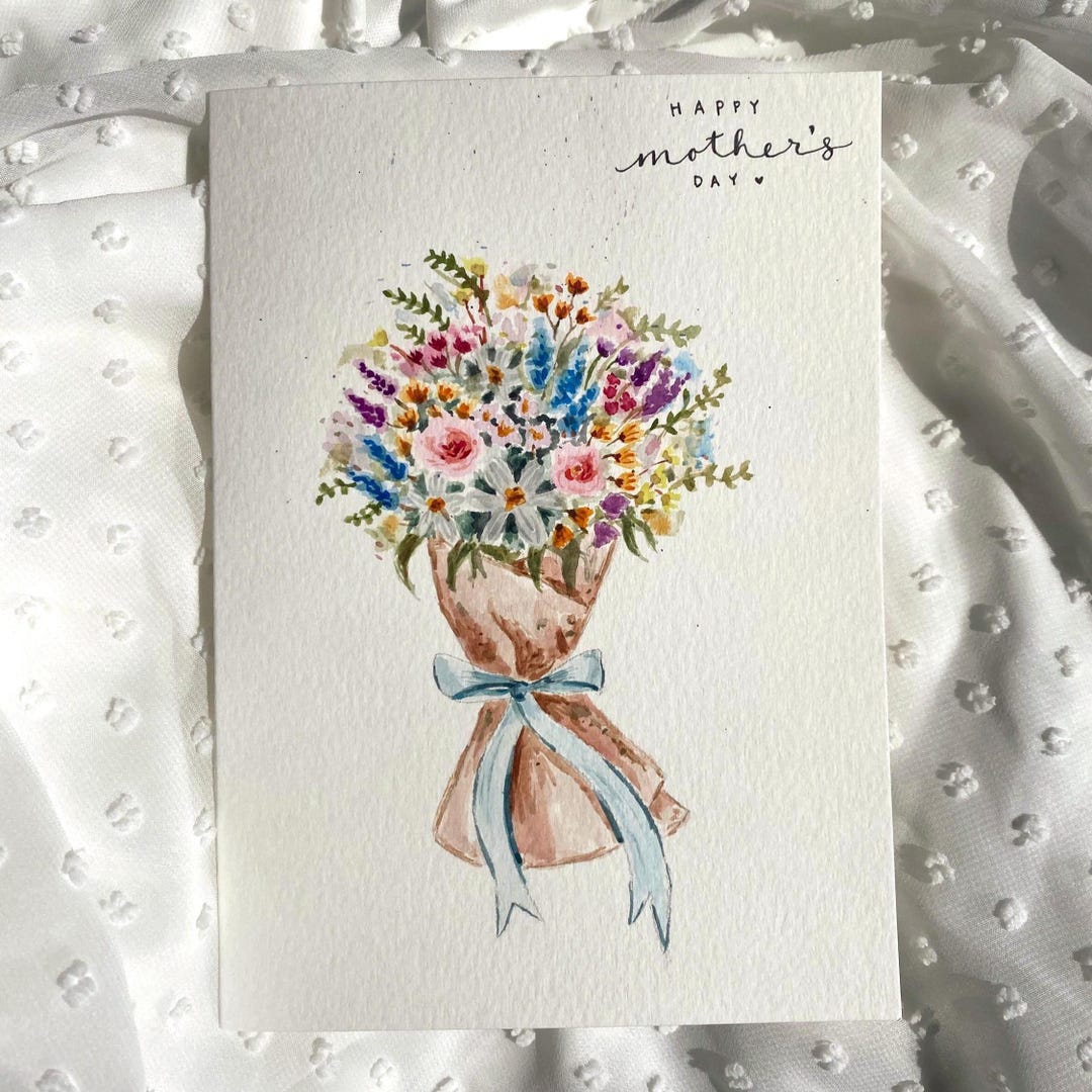 Mother’s Day Card for Mom, Watercolor Floral Card, Hand Painted ...
