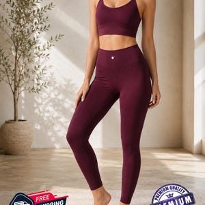 Premium Ribbed Sports Bra & High Waist Leggings ,Seamless Workout Set, Strappy Back Gym Outfit, Women's Yoga Activewear