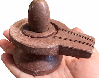 Natural Narmadeshwar Shivling with Yoni Base | Handmade Sacred Shiva Lingam Puja Stone Idol