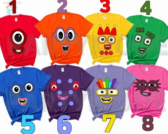 Camiseta personalizada de aniversário com blocos matemáticos, camiseta com nome e idade nas costas.