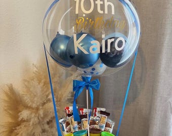 Cesta de regalo personalizada con forma de globo burbuja