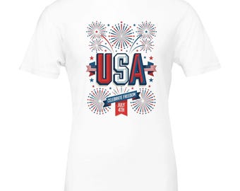 4th of July Patriotic T-Shirt | Soft & Comfortable Unisex Tee | DTG Printed American Flag Graphic | Perfect July 4th Gift