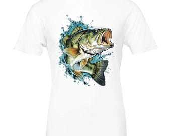 Bass Fishing T-Shirt - Soft Cotton Graphic Tee - Unisex Gift for Anglers & Outdoor Lovers - DTG Printed