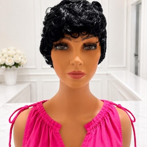 Short Black Curly Pixie Wig | Heat Resistant Synthetic Everyday Style