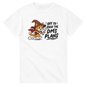 Funny Cat T-Shirt, Off to Ruin DM's Plans, Gamer Gift, Heavyweight Cotton Tee
