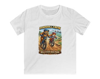 Camiseta infantil de ciclismo de montaña con diseño de oso / Parque de bicicletas Bella Vista