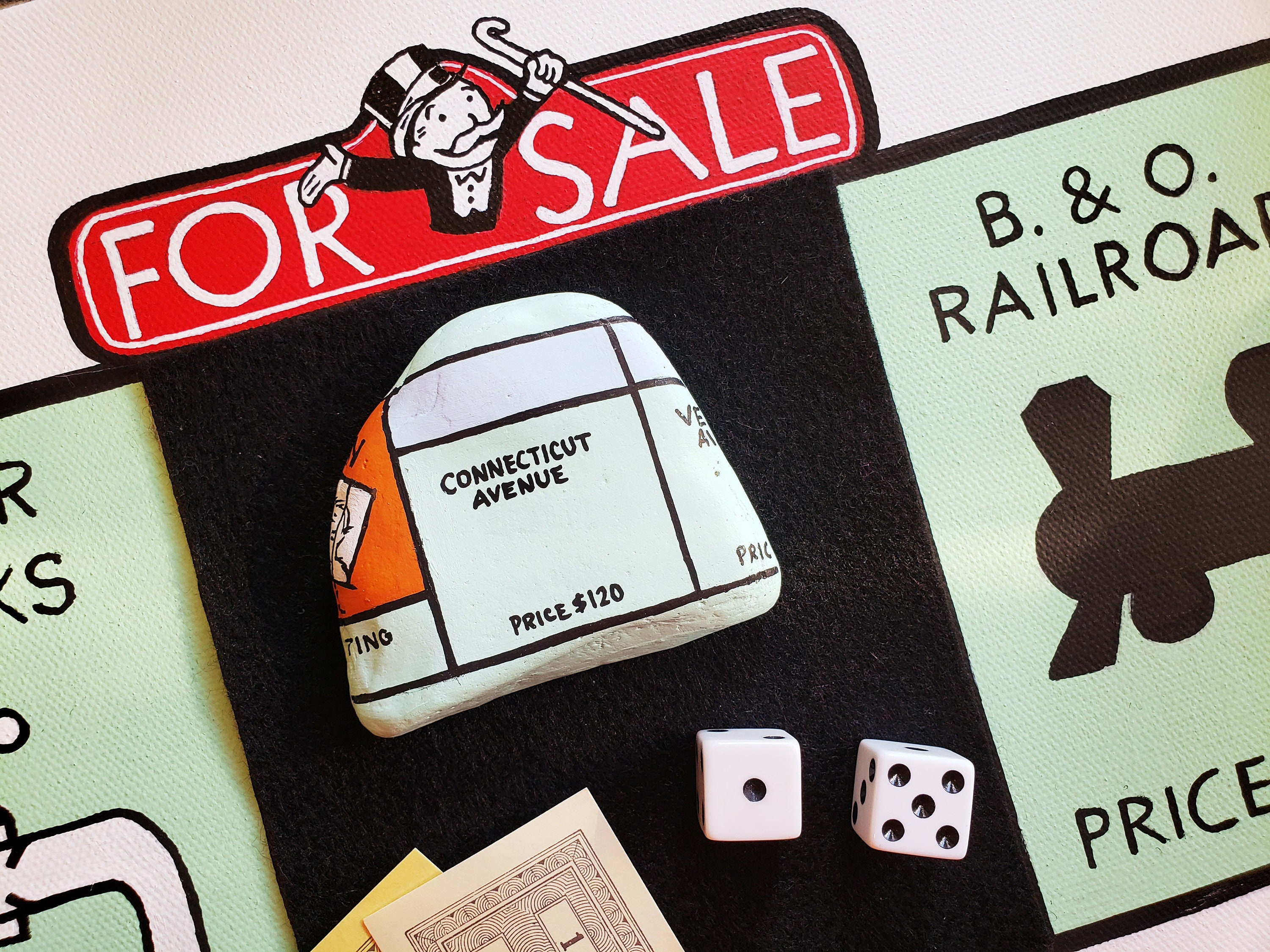Connecticut Avenue // Monopoly Board Space Painted Rock Azul Etsy España