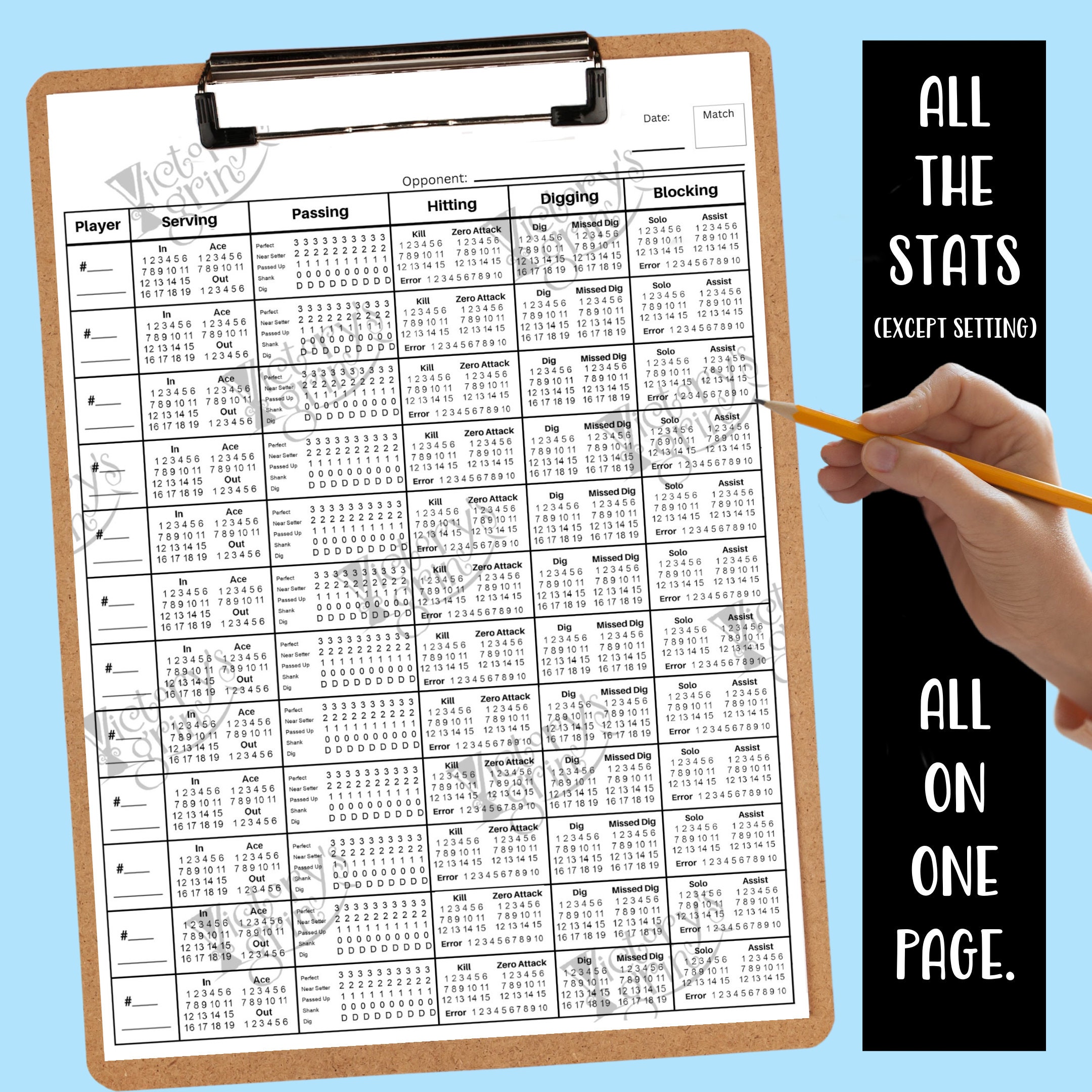 Dig Sheets Serving, Passing, Hitting, Digging & Blocking Volleyball Stats Tracking ...
