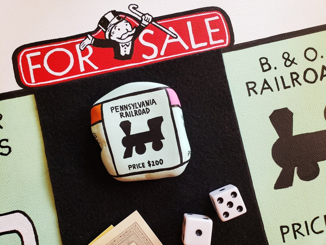 Pennsylvania Railroad // Monopoly Board Space Painted Rock Etsy