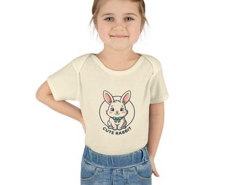 Cute Rabbit Infant Bodysuit | Baby Bunny Illustration, Neutral Onesie