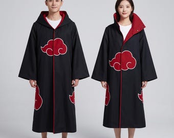 Costume de cosplay anime Uchiha Itachi Sasuke, broderie, cape de l'équipe Hawk, Pain, Konan, Sasori, tenue d'Halloween et de Noël
