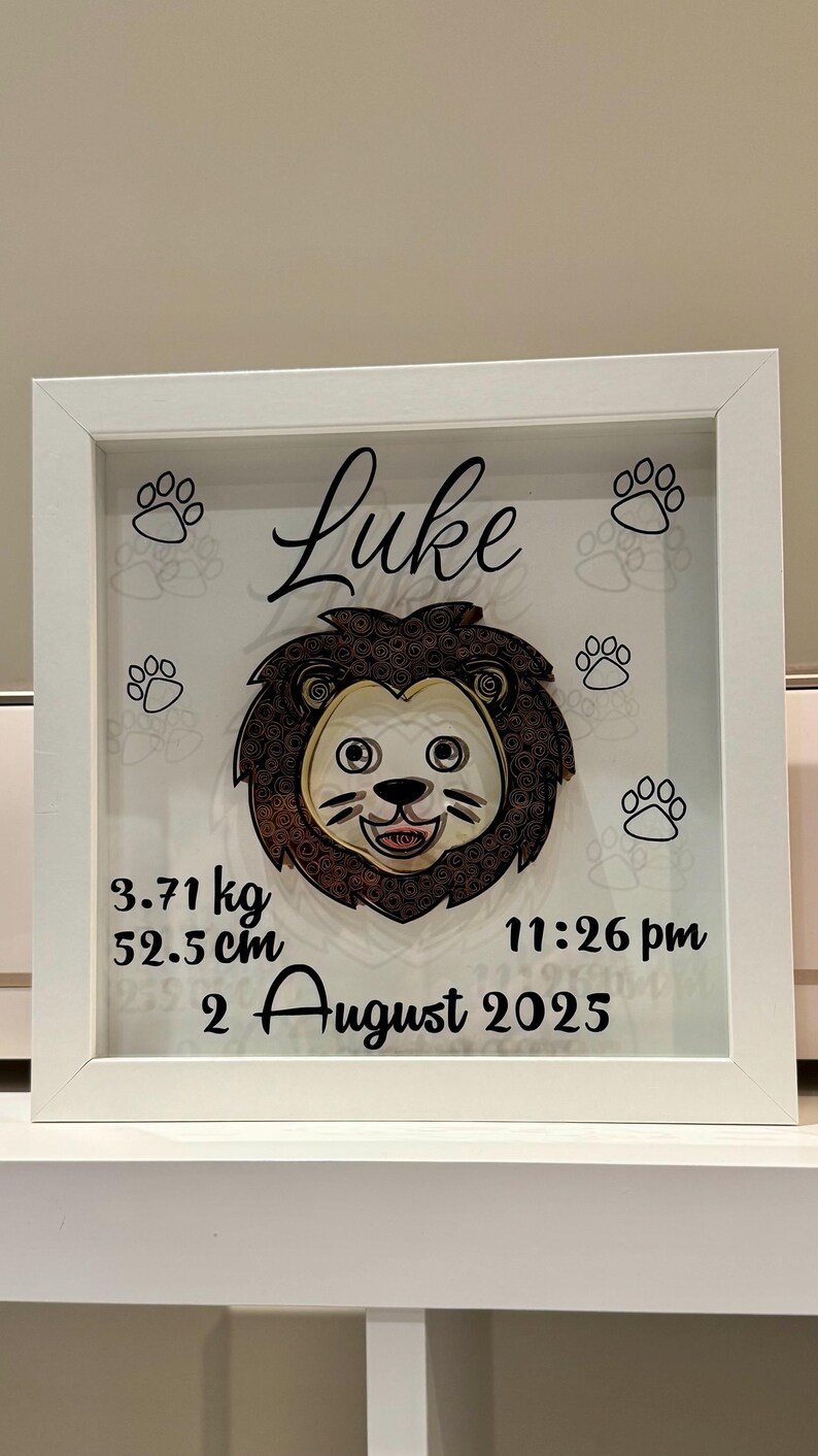 Personalized Quilling Nursery Shadow Box – Custom Baby Name & Birth ...