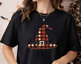 Halloween PNG Buffalo Plaid Witch Hat Pumpkin PNG Trick or Treat PNG