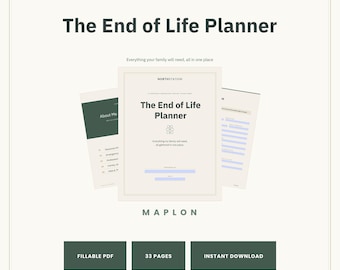 End of Life Planner: Fillable PDF for Estate Planning, Executor Checklist (Digital Download)