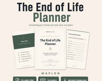End of Life Planner: Fillable PDF for Estate Planning, Executor Checklist (Digital Download)