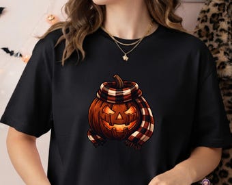 Cozy Pumpkin Scarf Halloween PNG | Halloween Clipart Cute Ghost PNG