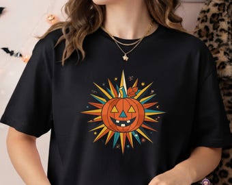 Spooky Season PNG Retro Sunburst Pumpkin Trending PNG Retro Halloween PNG