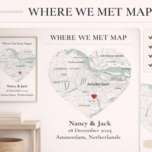Where We Met Map, Custom Location Map Print, First Date Gift, Anniversary Gift for Couple, Our Story Map (Digital Download)