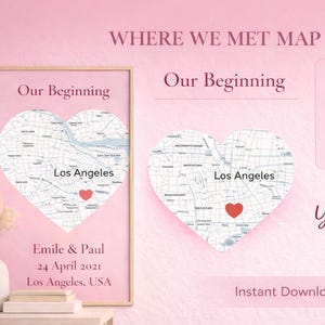 wo wir uns trafen Karte, benutzerdefinierte Stadt Karte Druck, personalisierte Lage Karte, Geschenk für Paar, erste Date Karte (digitaler Download)