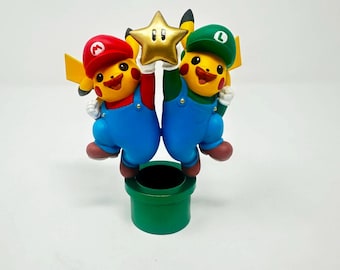 Figura de resina de Mariochu y Luigichu pintada a mano