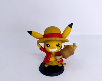 Figura de resina de Luffy y Pikachu pintada a mano